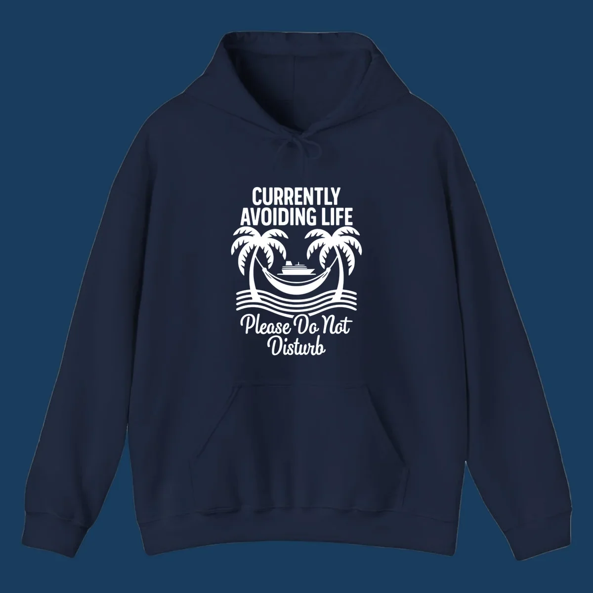 Currently avoiding life cruise design with text and tropical elements, "avoiding-life-cruise"