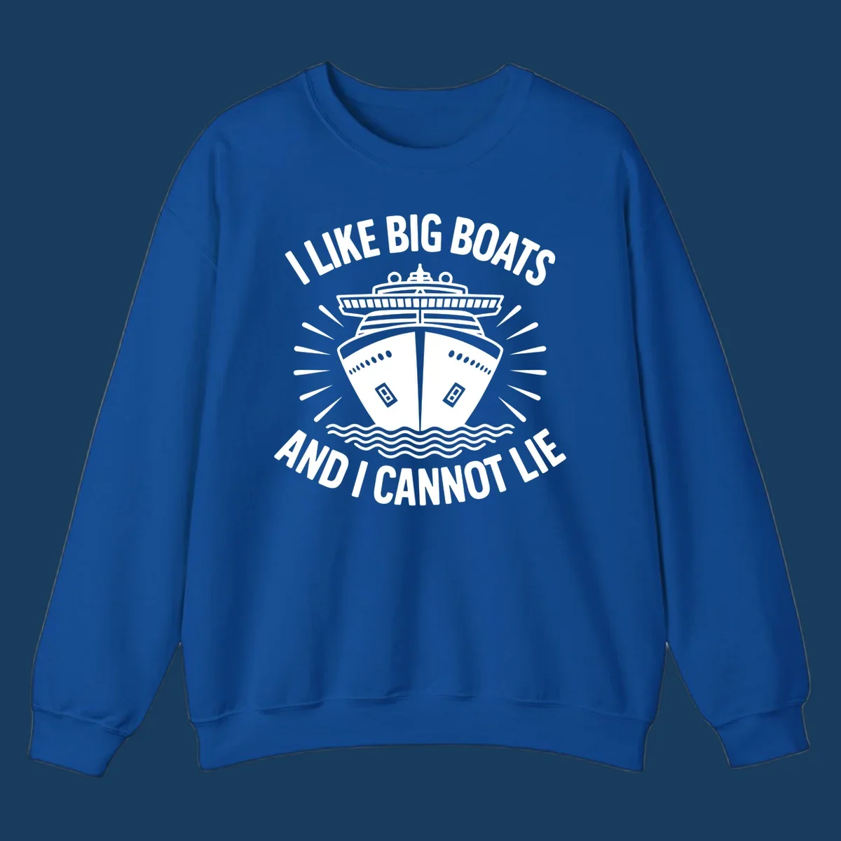 Illustration of a cruise ship with text 'I Like Big Boats And I Cannot Lie', big-boat-cruise-humor.