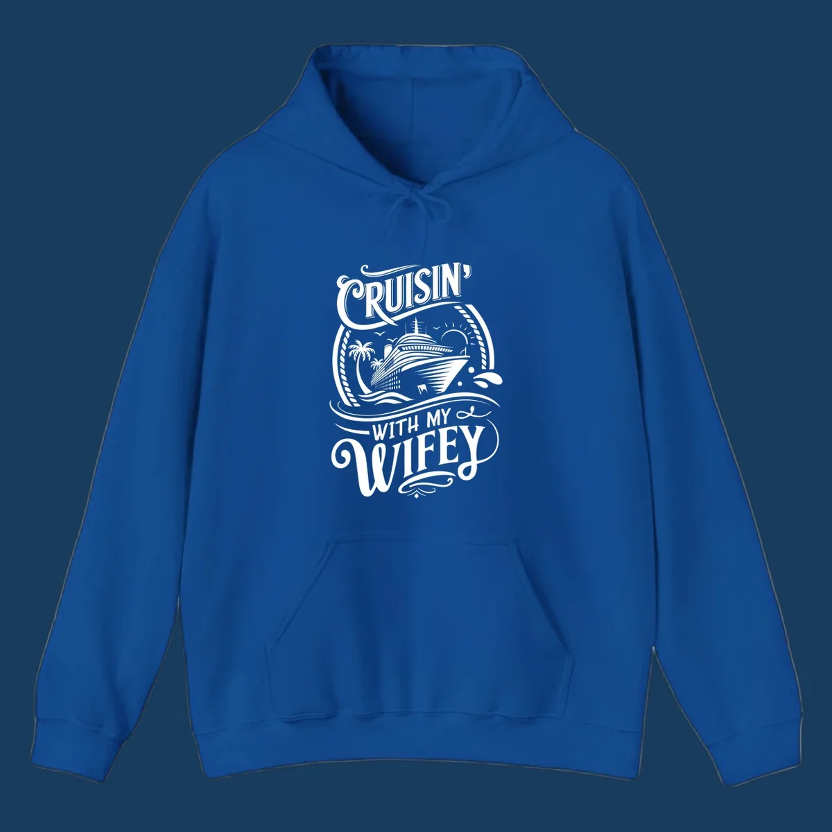 Cruisin with my wifey cruise ship design with text and illustration.