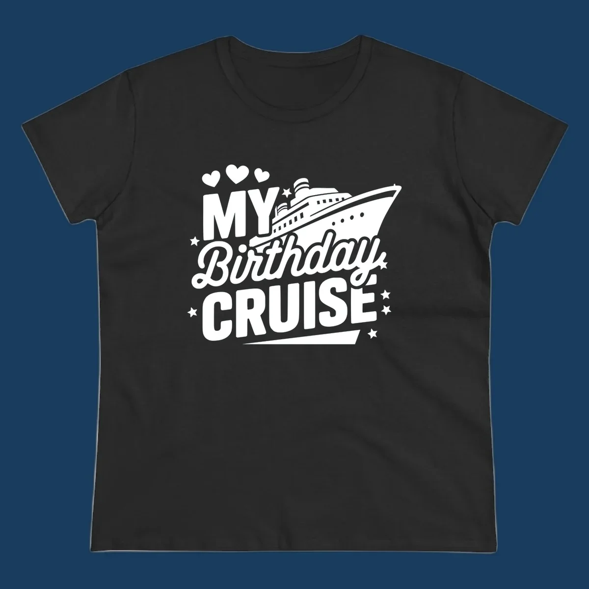 Birthday cruise ship graphic with text 'My Birthday Cruise'