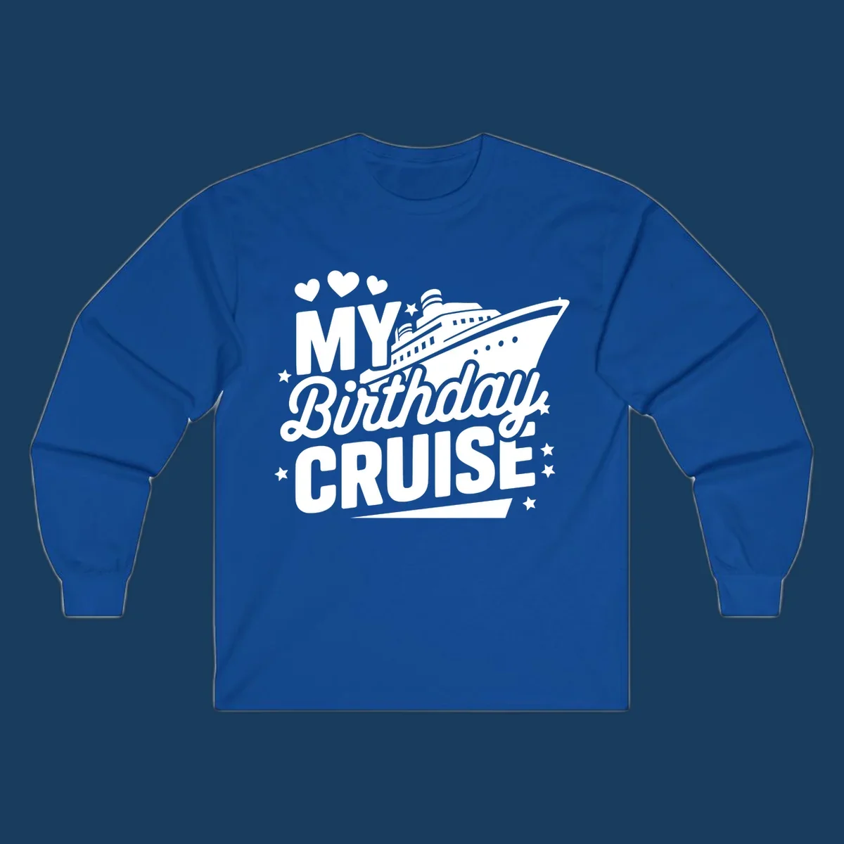 Birthday cruise ship graphic with text 'My Birthday Cruise'