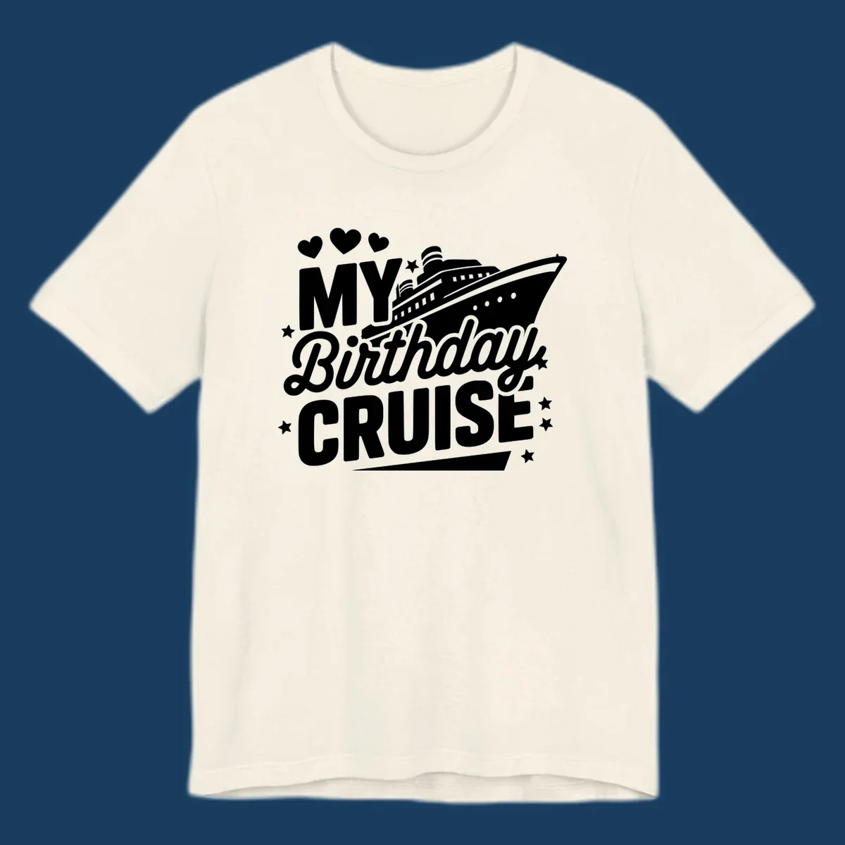 Birthday cruise ship graphic with text 'My Birthday Cruise'