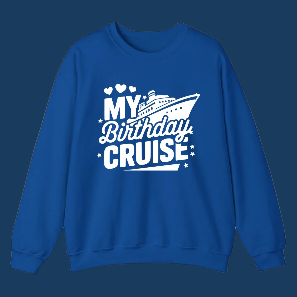 Birthday cruise ship graphic with text 'My Birthday Cruise'