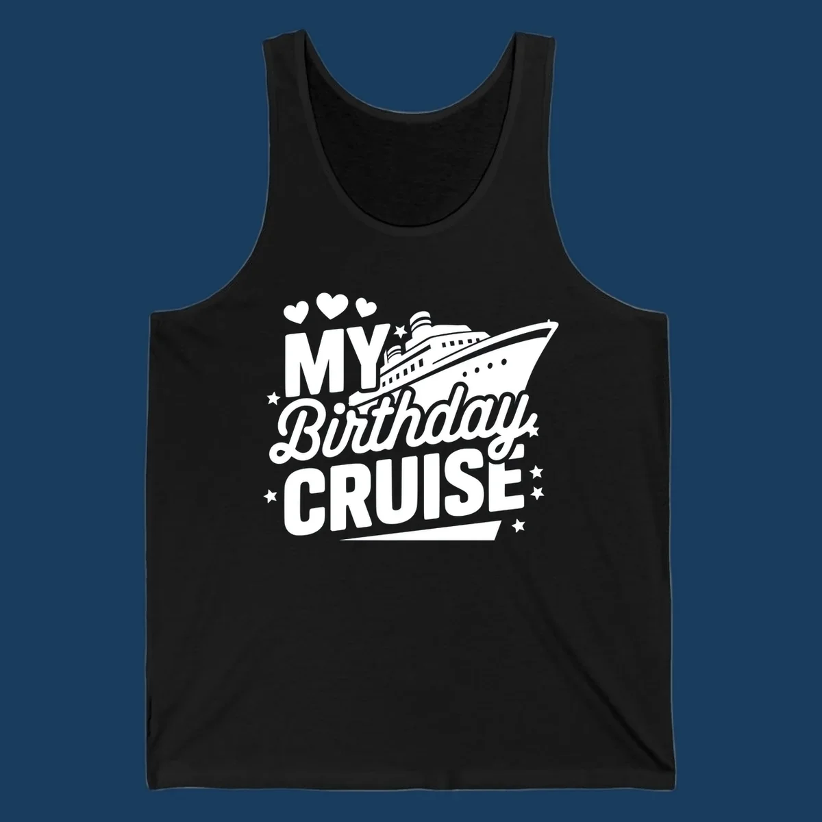 Birthday cruise ship graphic with text 'My Birthday Cruise'