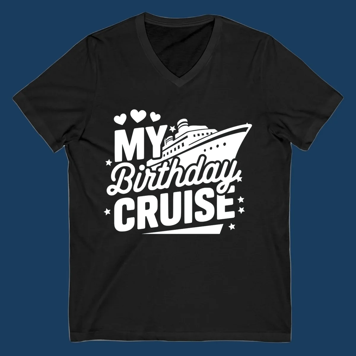 Birthday cruise ship graphic with text 'My Birthday Cruise'