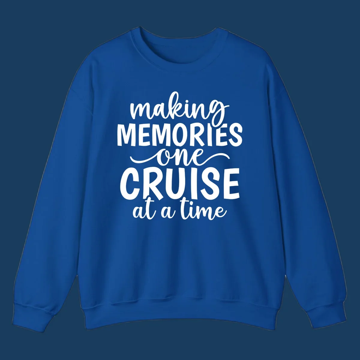 Typography design with the text 'making MEMORIES one CRUISE at a time' for cruise vacations.