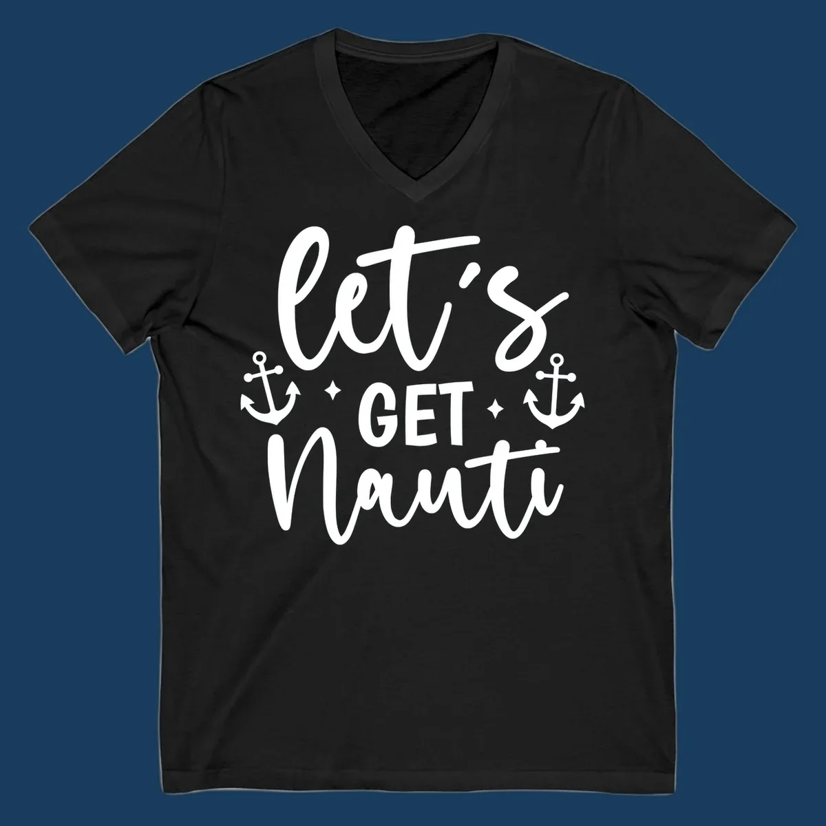 Let's Get Nauti cruise design with anchors and stars.