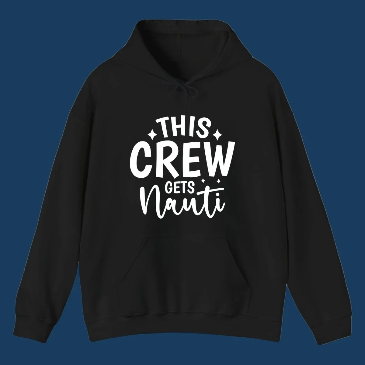 This Crew Gets Nauti funny cruise design with text and sparkle accents.