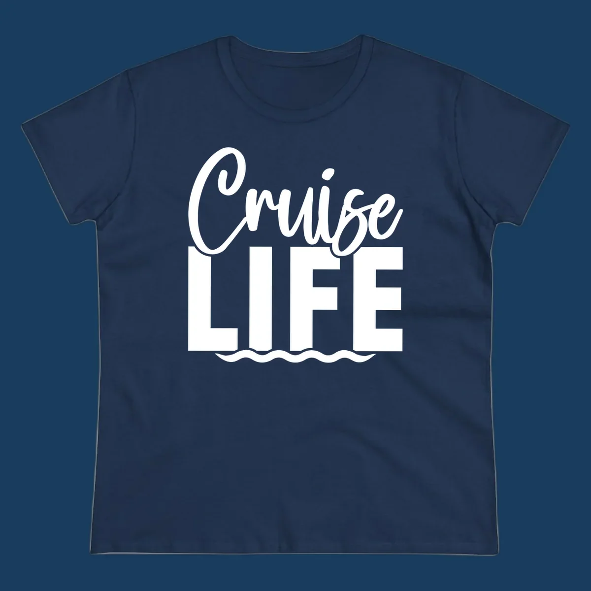 Cruise Life text with ocean waves graphic. Primary keyword: cruise-life-waves.