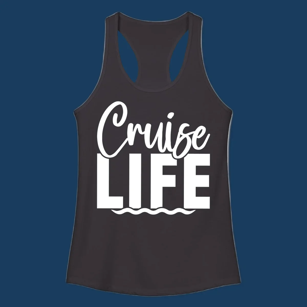 Cruise Life text with ocean waves graphic. Primary keyword: cruise-life-waves.
