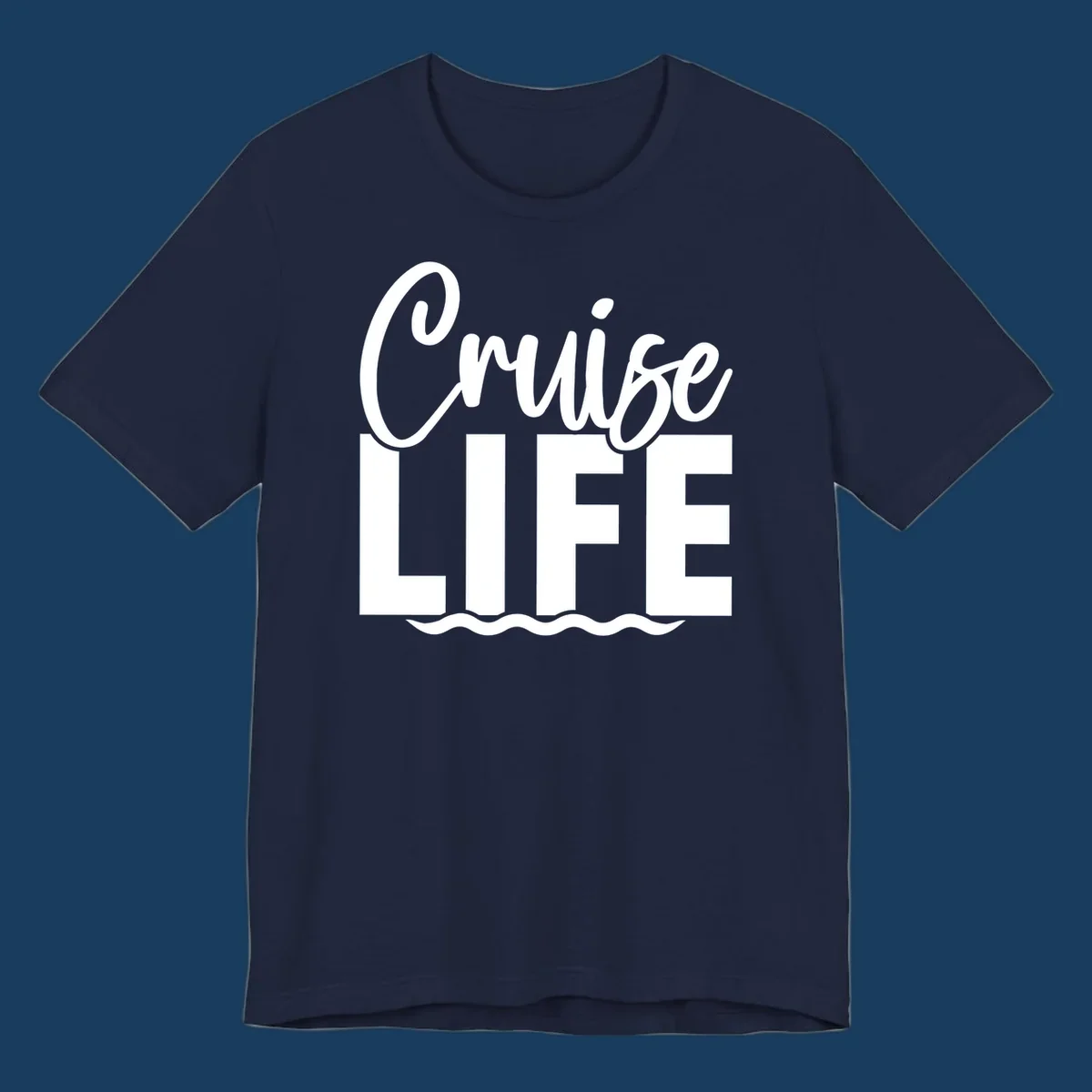 Cruise Life text with ocean waves graphic. Primary keyword: cruise-life-waves.