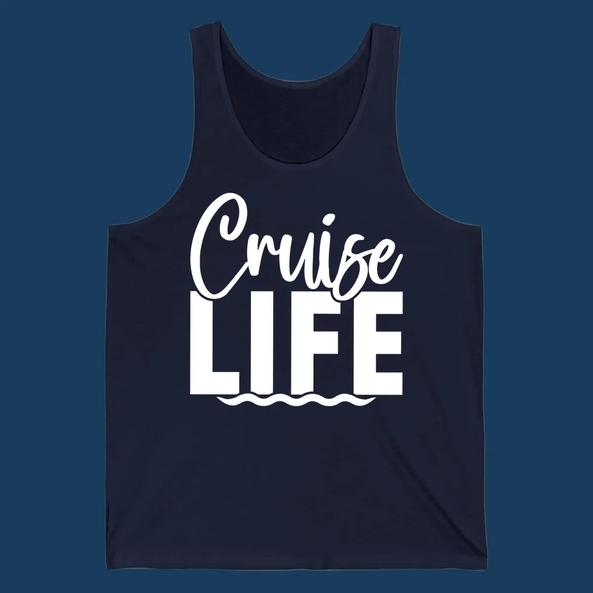 Cruise Life text with ocean waves graphic. Primary keyword: cruise-life-waves.