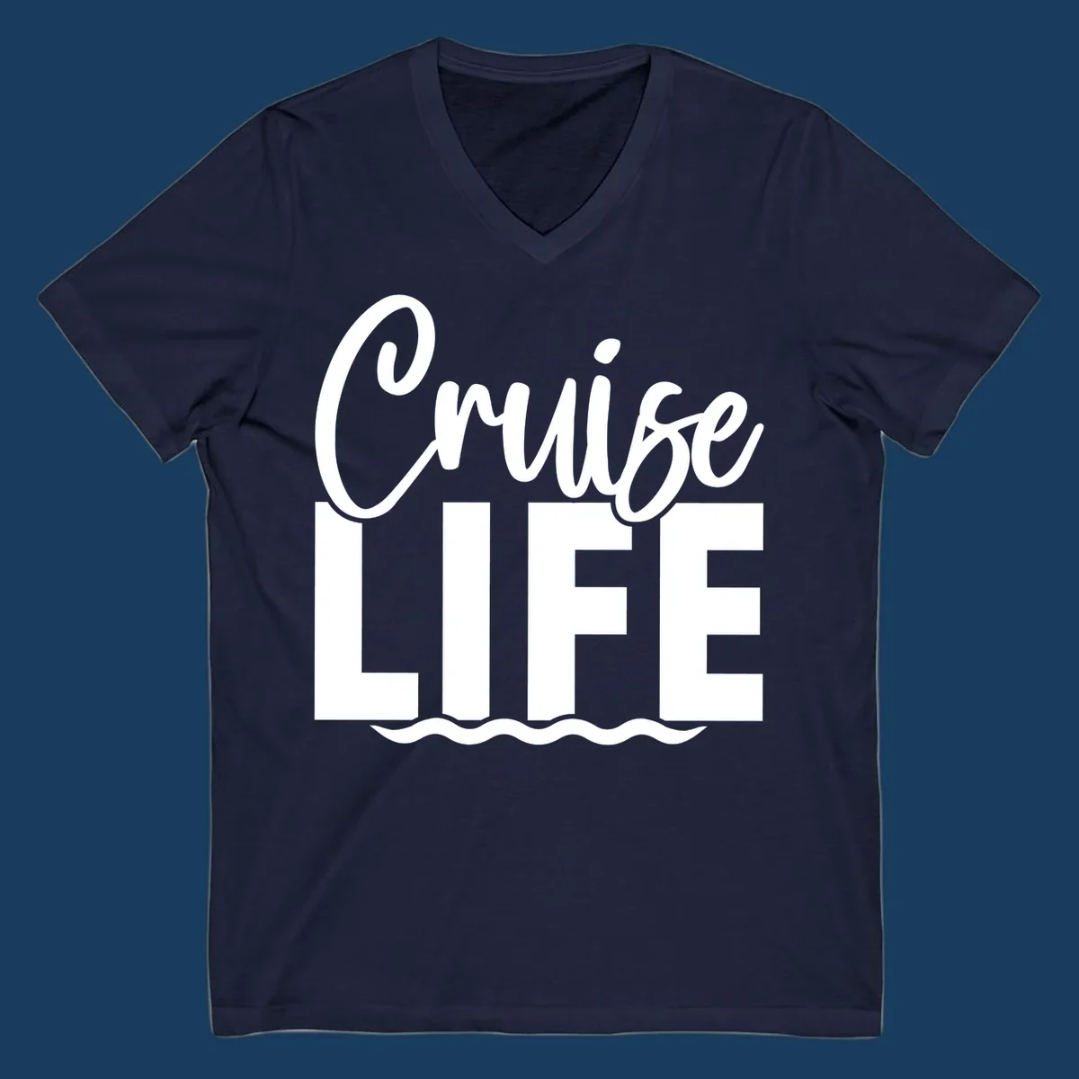Cruise Life text with ocean waves graphic. Primary keyword: cruise-life-waves.