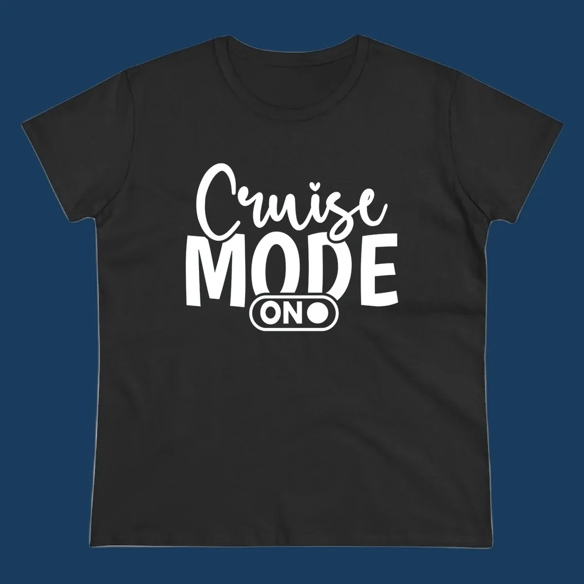 Cruise Mode On text design with an on switch graphic.