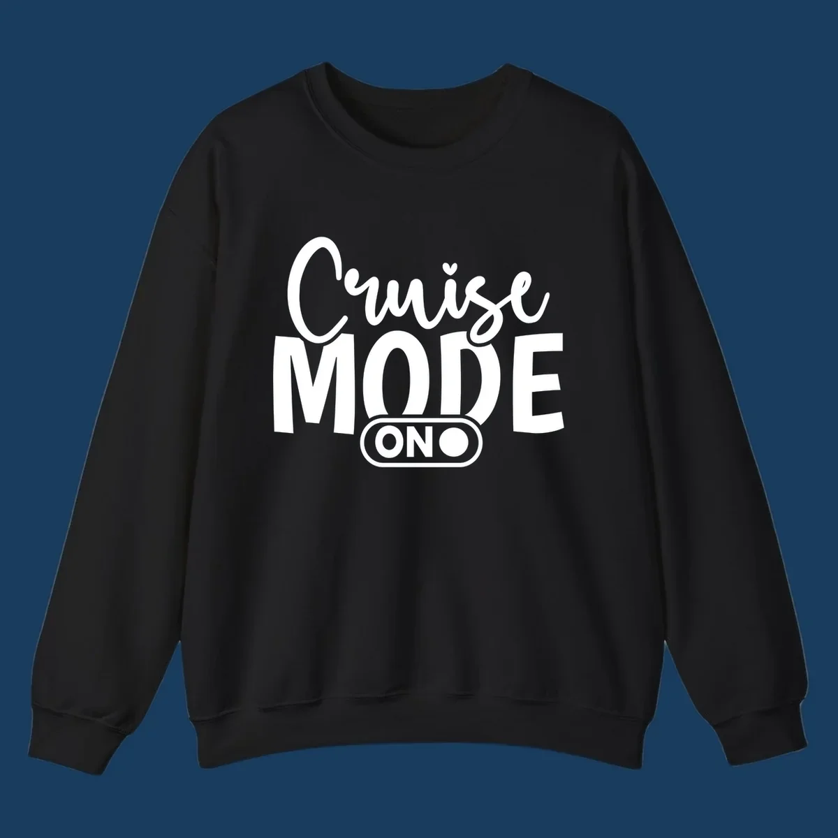 Cruise Mode On text design with an on switch graphic.