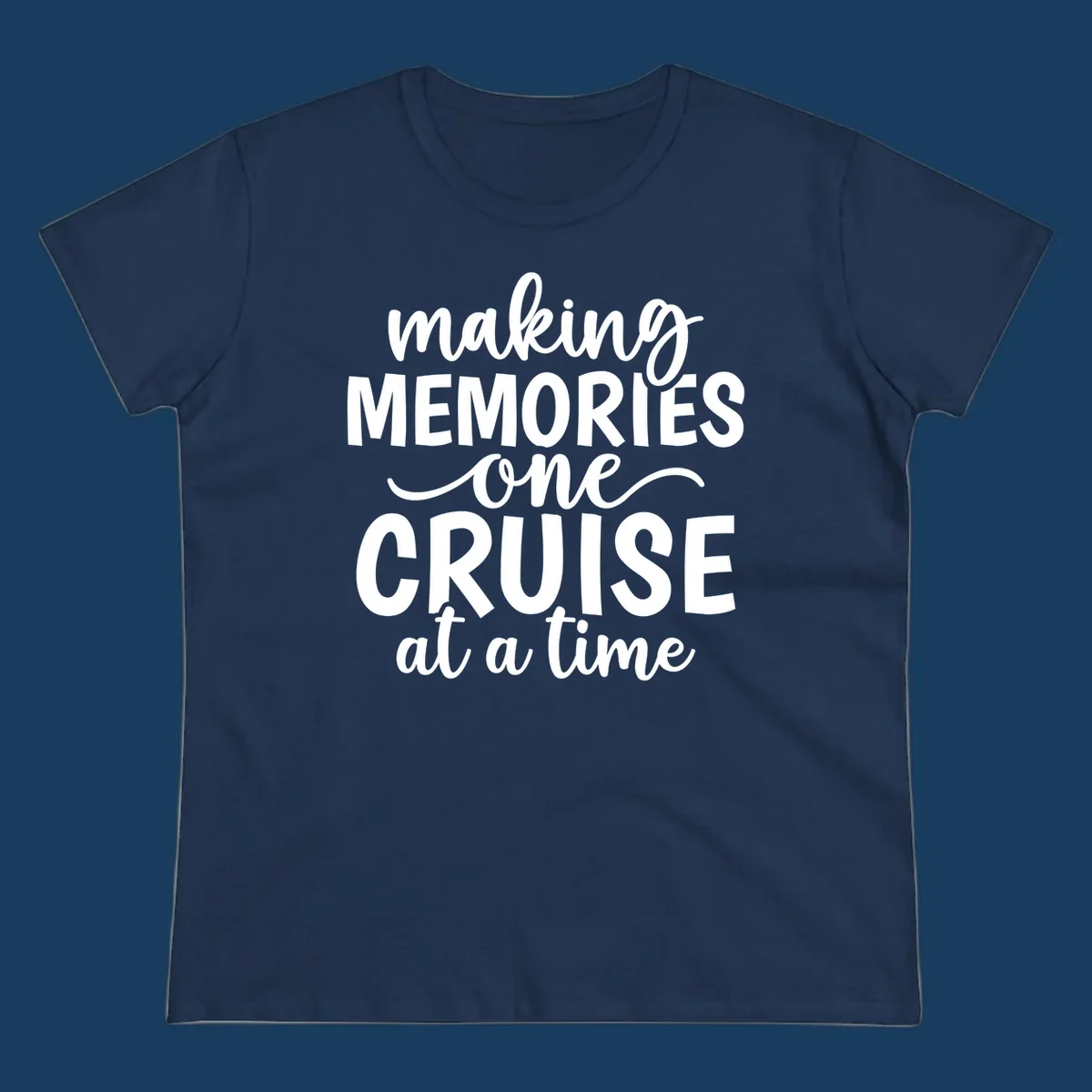 Making cruise memories text design, white lettering on black and white backgrounds.