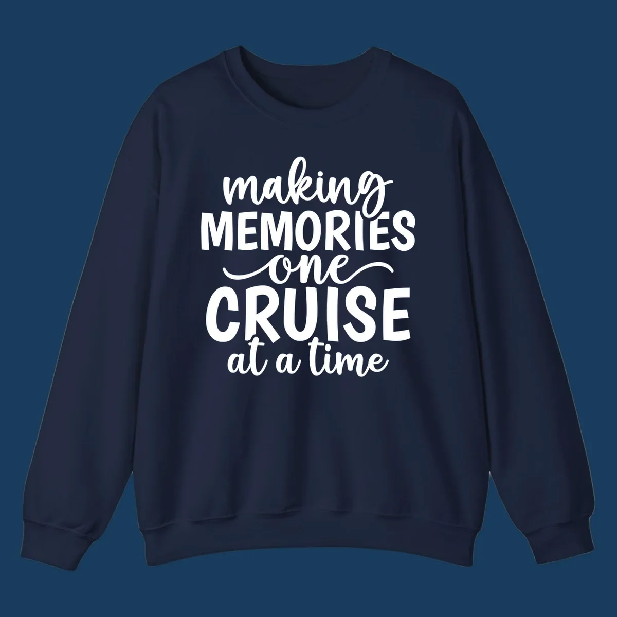 Making cruise memories text design, white lettering on black and white backgrounds.