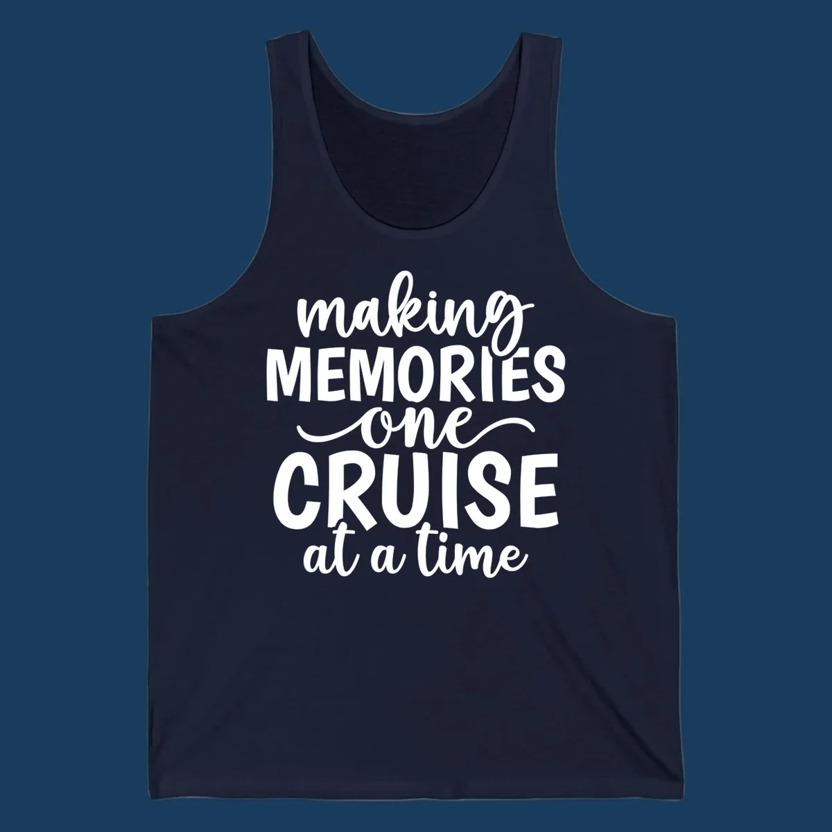 Making cruise memories text design, white lettering on black and white backgrounds.
