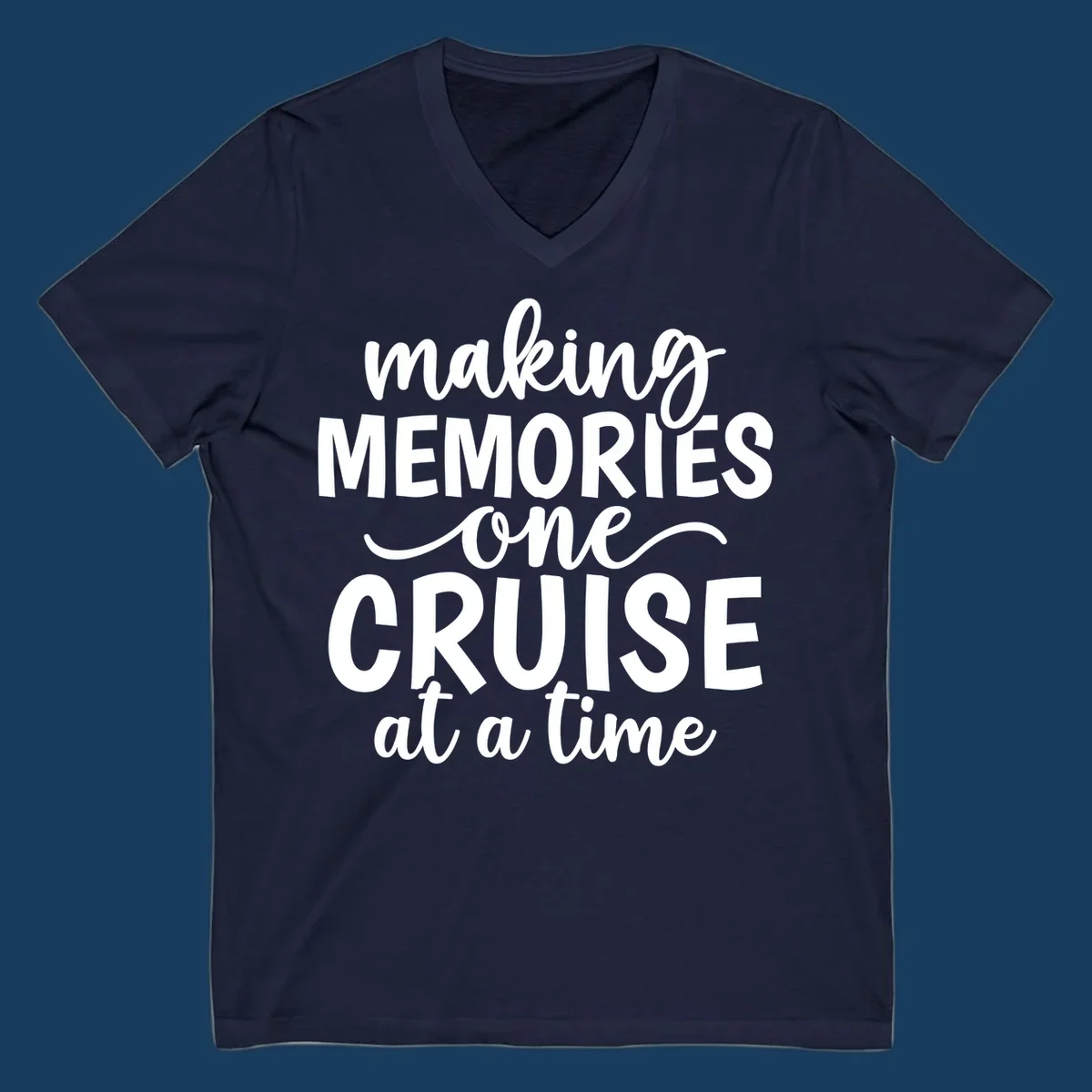 Making cruise memories text design, white lettering on black and white backgrounds.