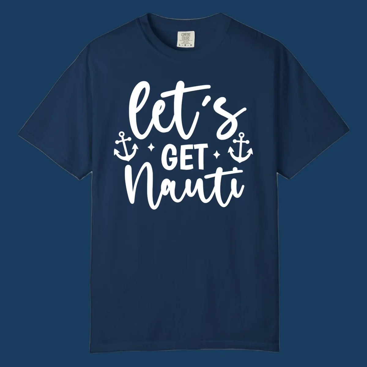 Let's Get Nauti cruise design with anchors and stars.