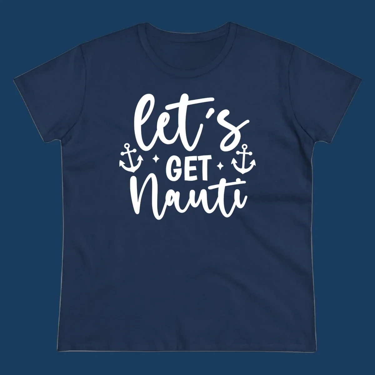Let's Get Nauti cruise design with anchors and stars.