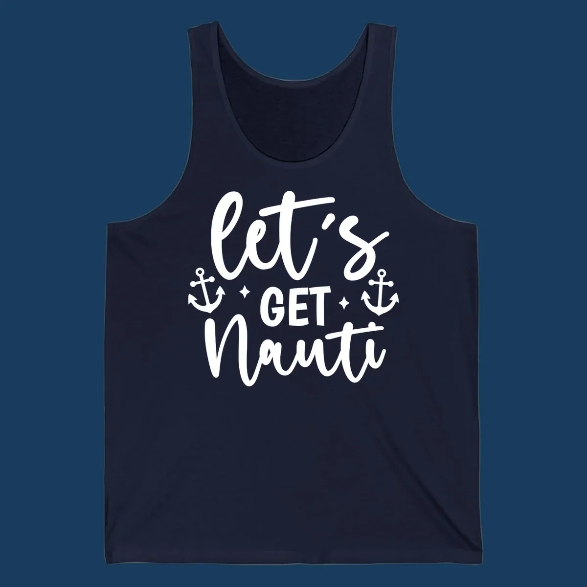 Let's Get Nauti cruise design with anchors and stars.