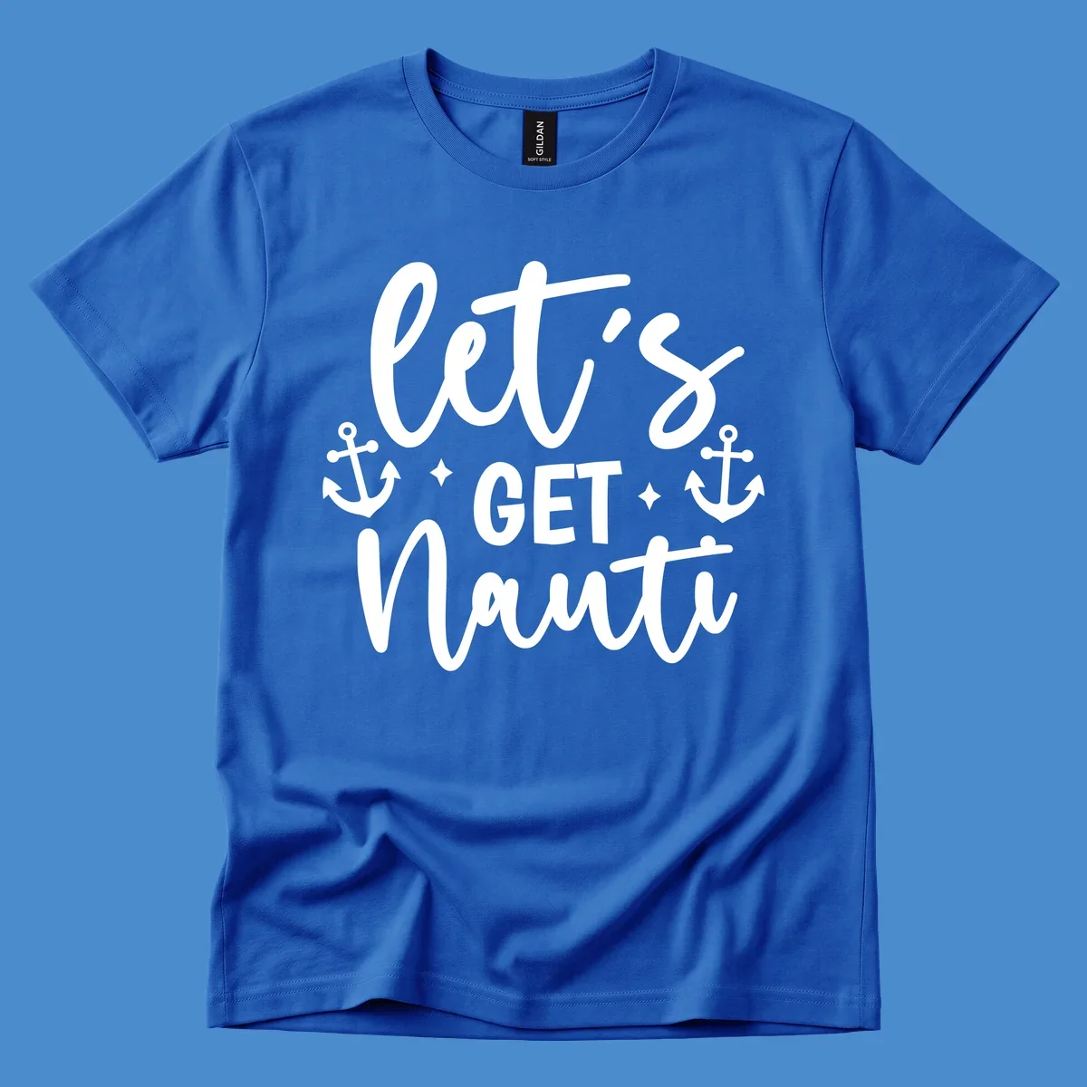 Let's Get Nauti cruise design with anchors and stars.