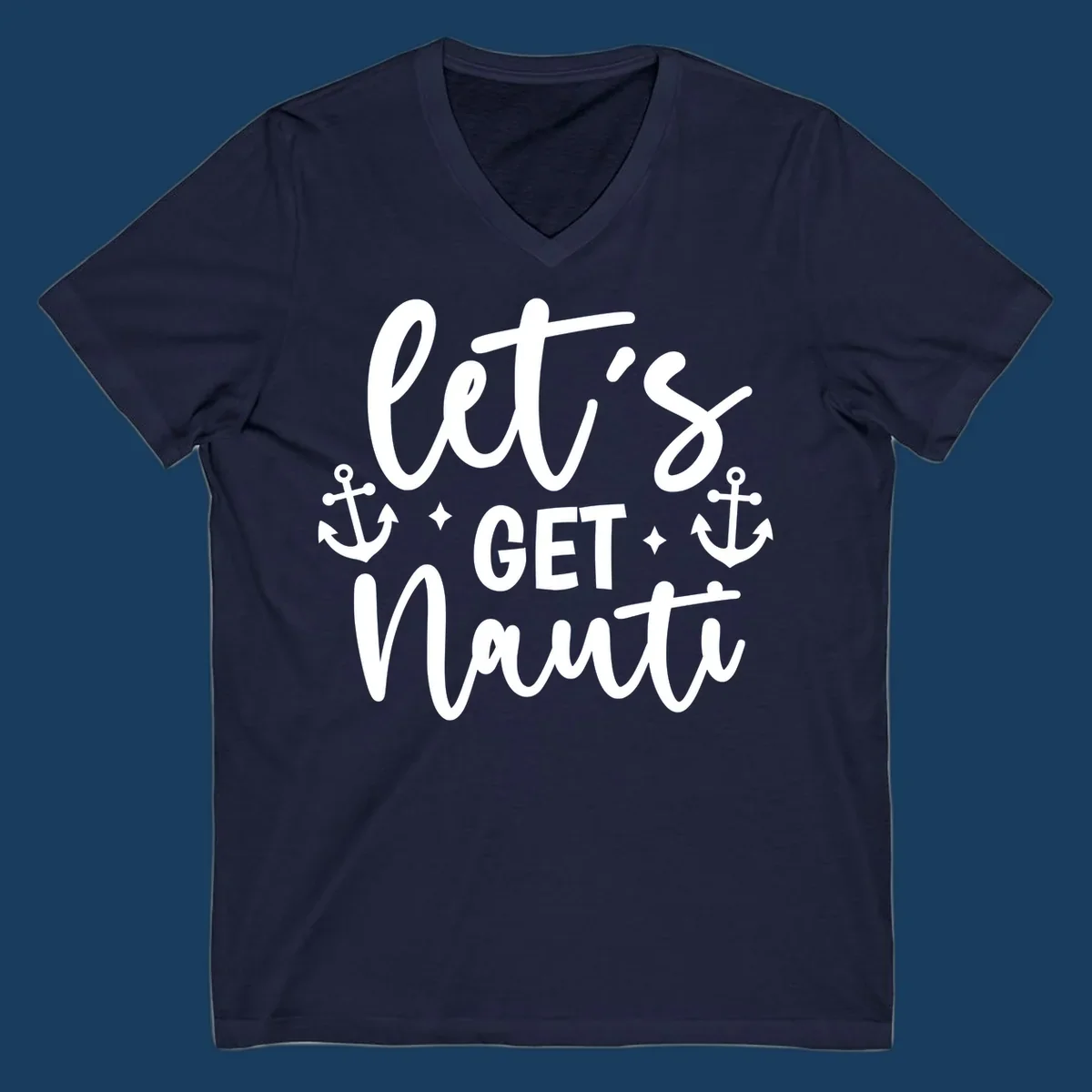 Let's Get Nauti cruise design with anchors and stars.
