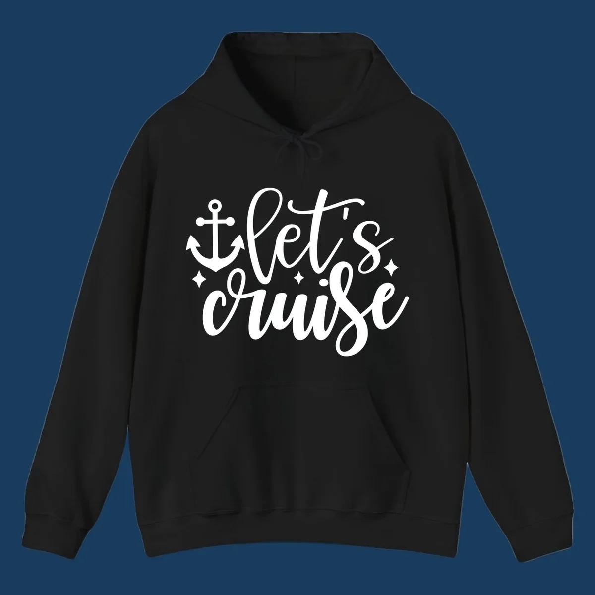 Lets cruise anchor design with script text and nautical elements.