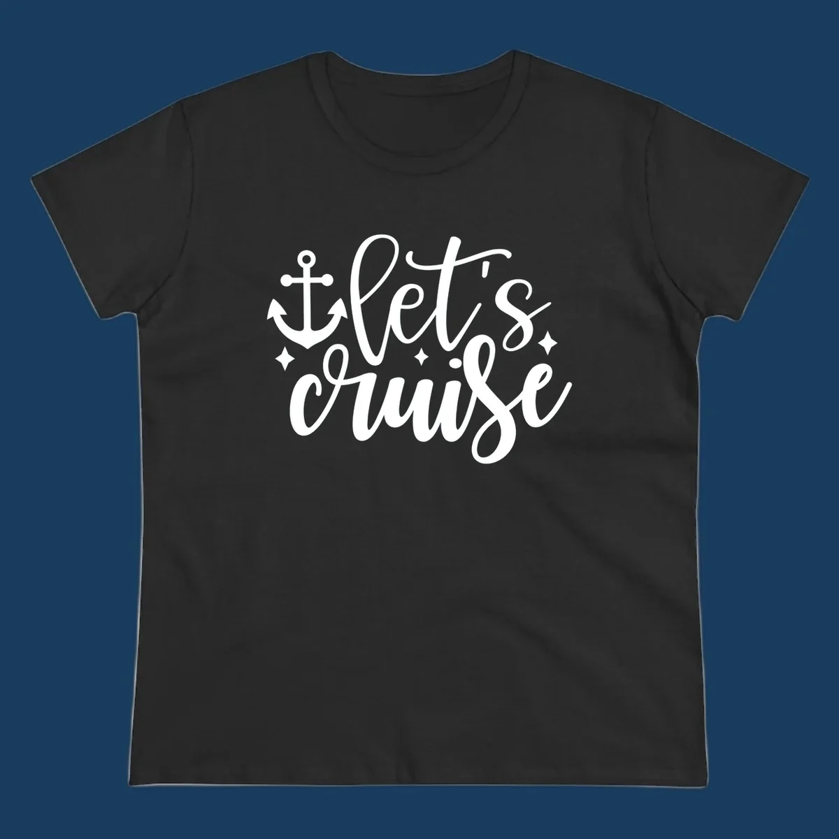 Lets cruise anchor design with script text and nautical elements.