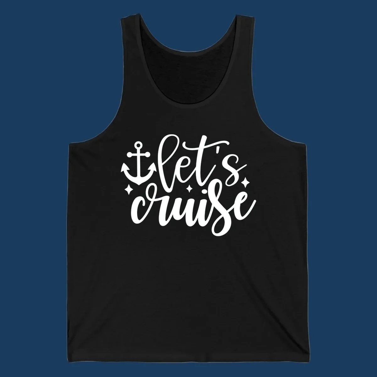 Lets cruise anchor design with script text and nautical elements.