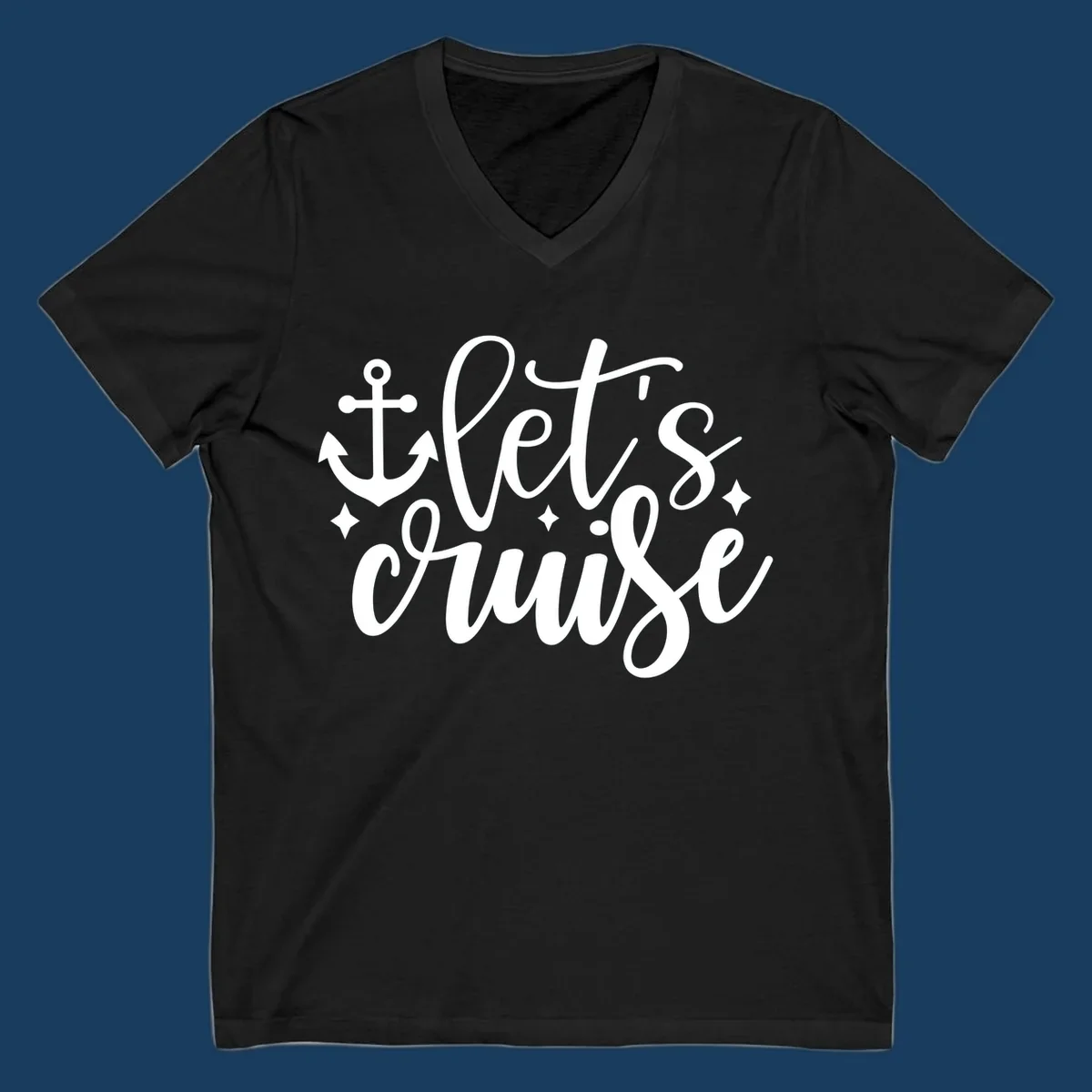 Lets cruise anchor design with script text and nautical elements.