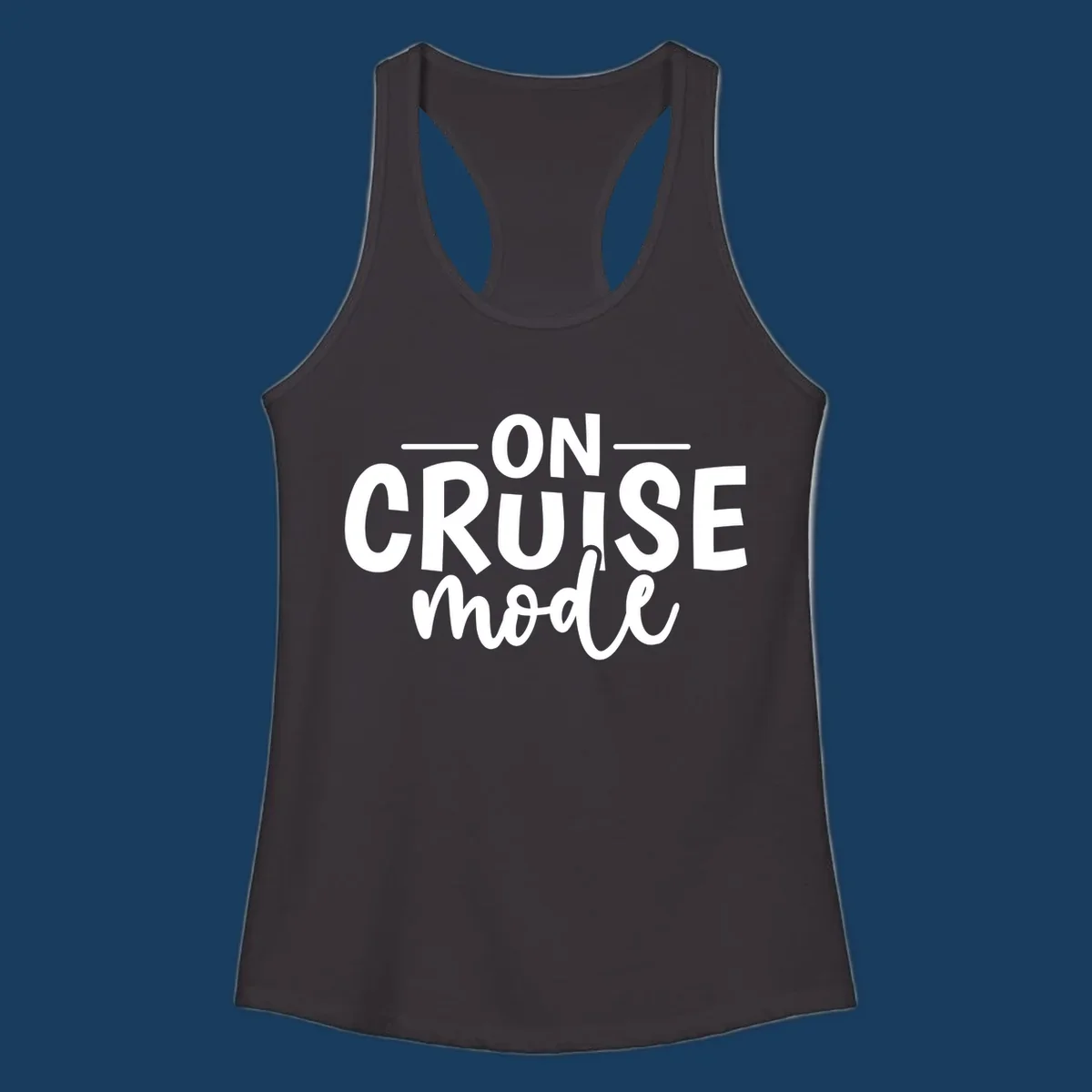 On Cruise Mode text design in white and black.