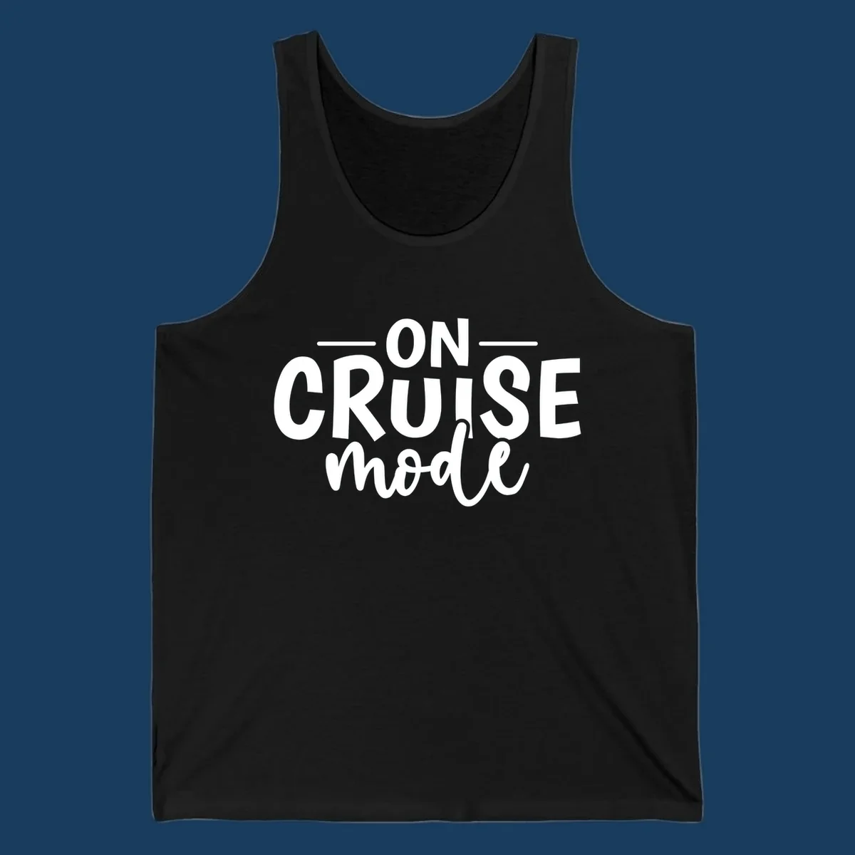 On Cruise Mode text design in white and black.
