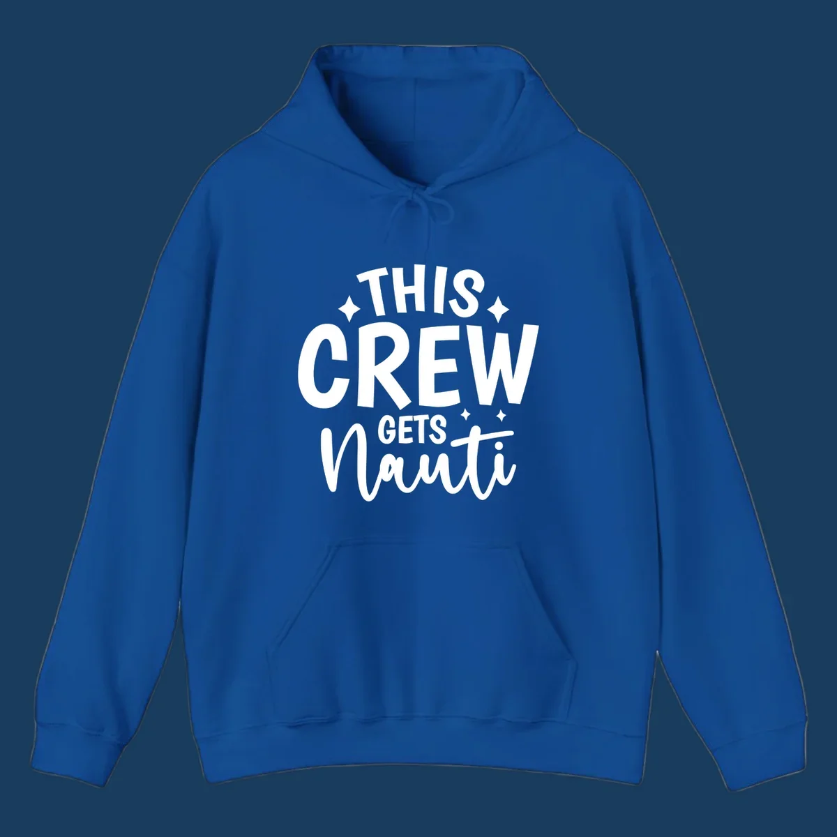 This Crew Gets Nauti text design with sparkle accents.