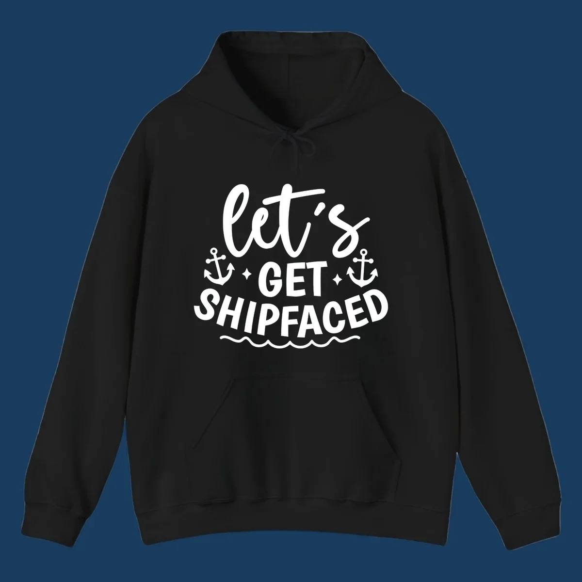 Let's Get Shipfaced cruise design with anchors and waves.