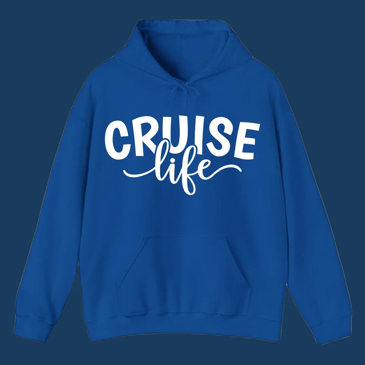 Cruise life text in bold and script fonts. Available in white on black and black on white.
