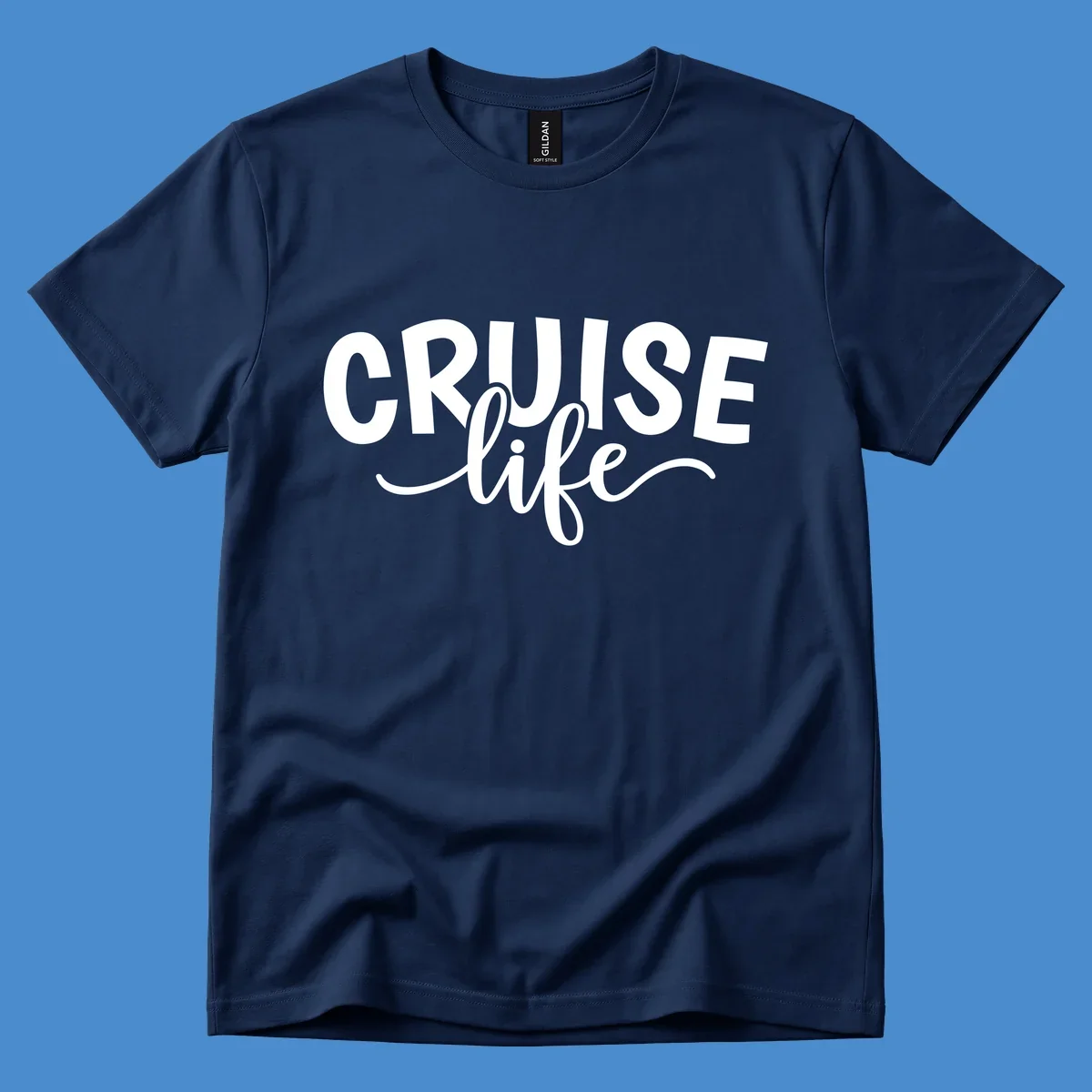 Cruise life text in bold and script fonts. Available in white on black and black on white.
