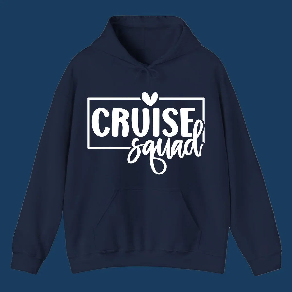 White text 'CRUISE squad' with a heart above the I, inside a rectangle. Cruise squad group shirt.