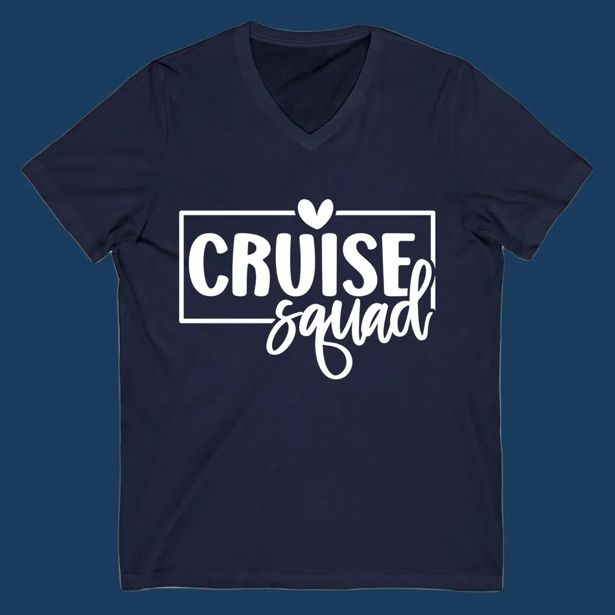 White text 'CRUISE squad' with a heart above the I, inside a rectangle. Cruise squad group shirt.
