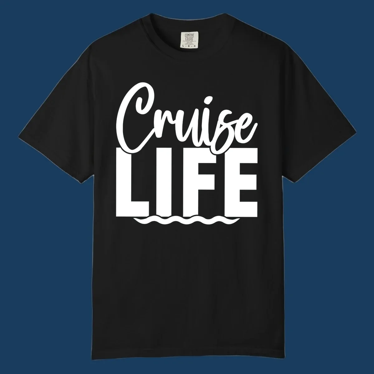White text 'Cruise LIFE' with wavy lines underneath, representing the cruise life.