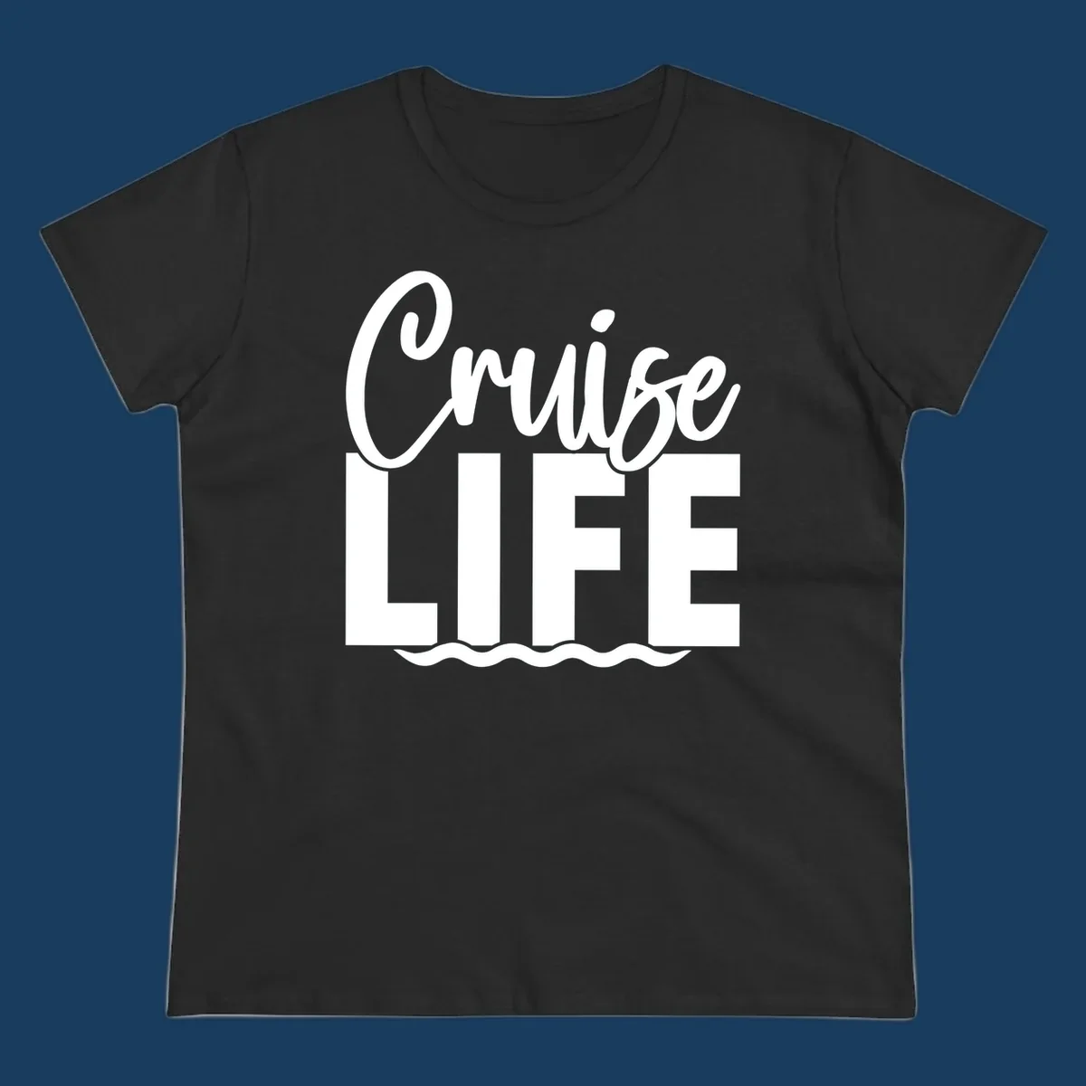 White text 'Cruise LIFE' with wavy lines underneath, representing the cruise life.