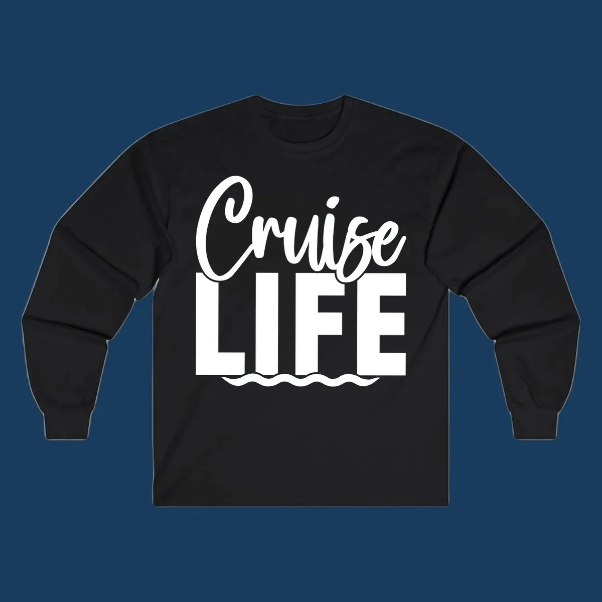 White text 'Cruise LIFE' with wavy lines underneath, representing the cruise life.