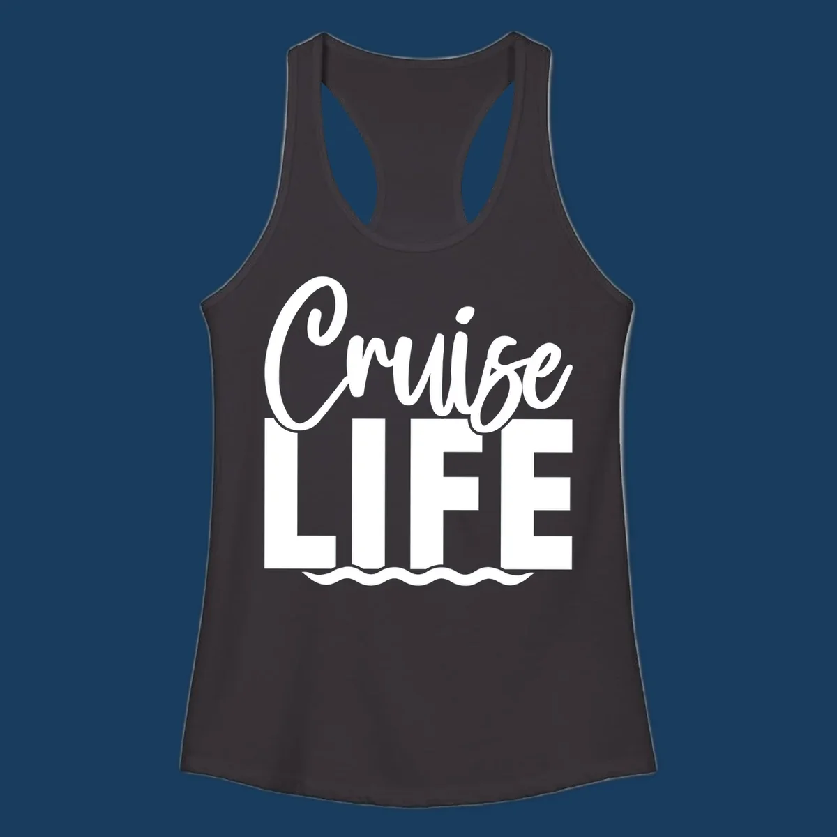 White text 'Cruise LIFE' with wavy lines underneath, representing the cruise life.