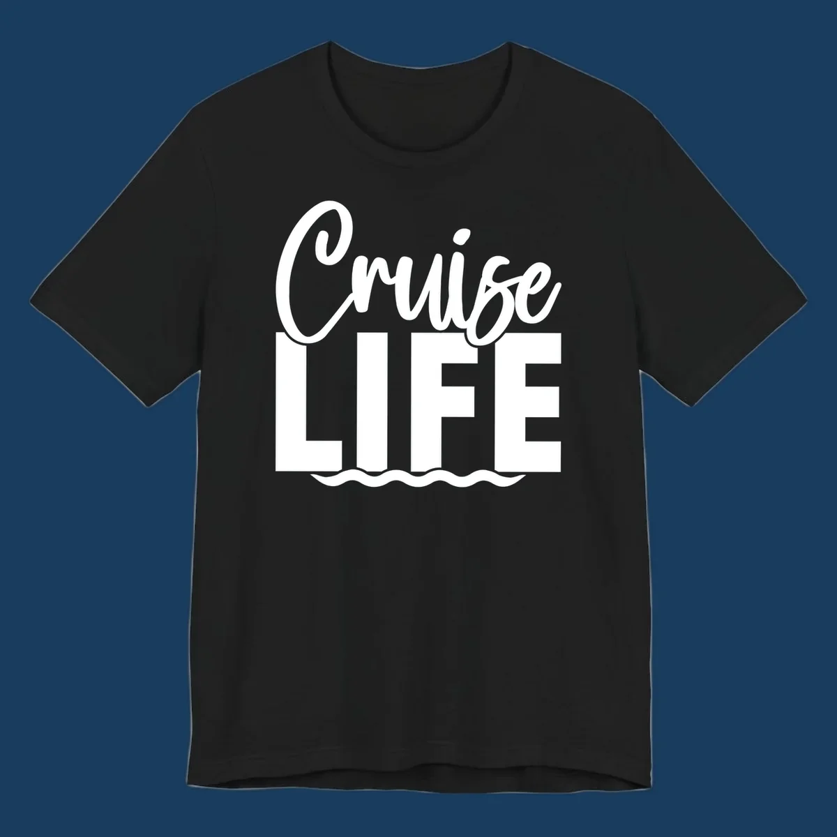 White text 'Cruise LIFE' with wavy lines underneath, representing the cruise life.
