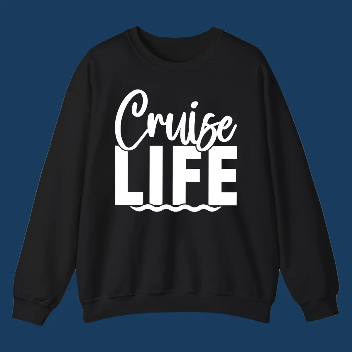White text 'Cruise LIFE' with wavy lines underneath, representing the cruise life.