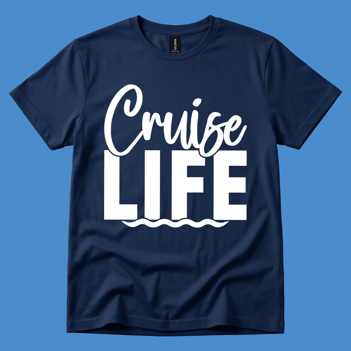 White text 'Cruise LIFE' with wavy lines underneath, representing the cruise life.