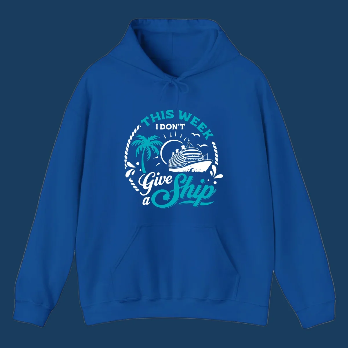 This Week I Don't Give A Ship cruise design with ship, palm tree, and text.