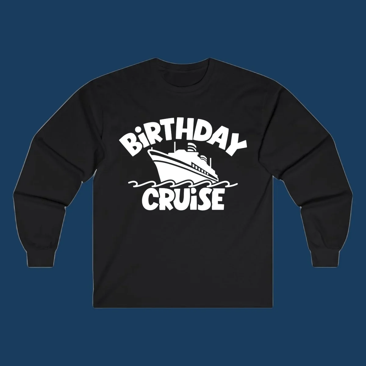 Birthday cruise ship illustration with text 'BIRTHDAY CRUISE'