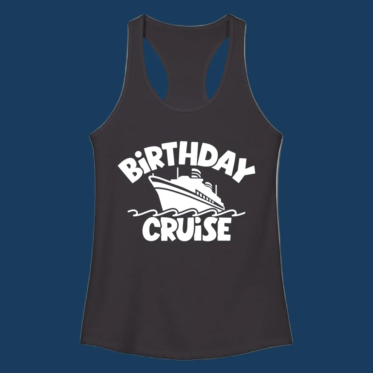 Birthday cruise ship illustration with text 'BIRTHDAY CRUISE'